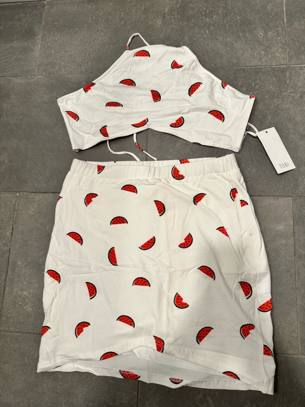 NWT TOBI White Watermelon Print Two-Piece Set
